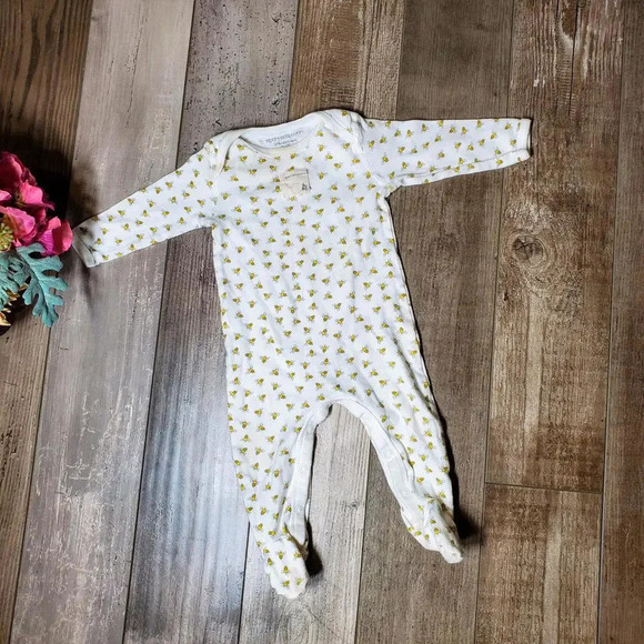 Burt's Bees Baby Honey Bee Organic Snap Button Bottom Footed Sleep & Play - Picture 2 of 7